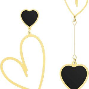 Elegant Pink and Red Heart Dangle Earrings for Women, Trendy Asymmetrical Design